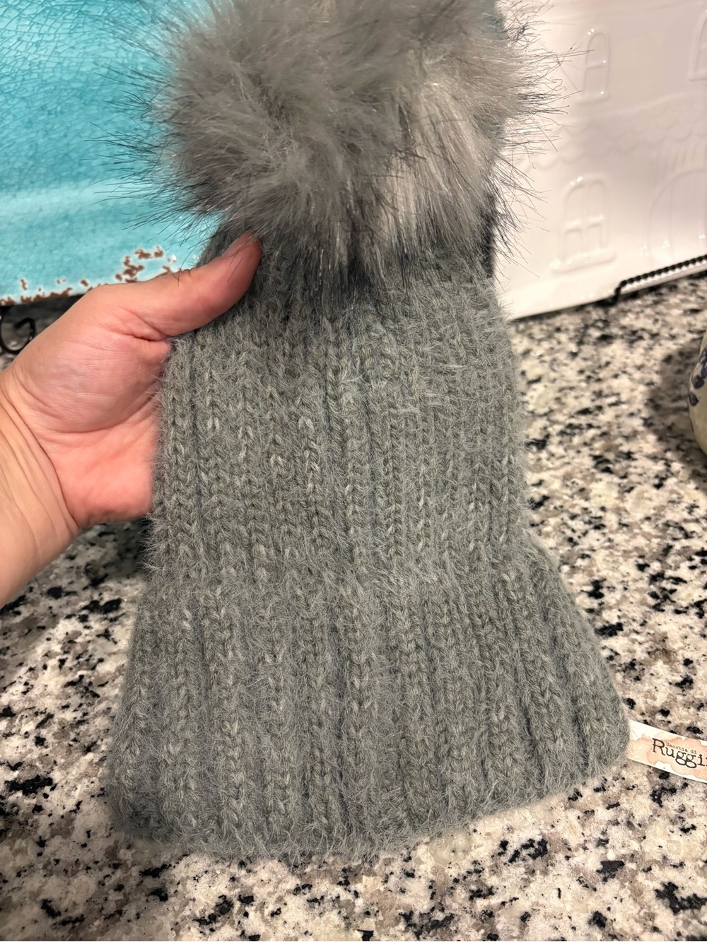 Women’s Gray Pom Beanie - Soft Knit Winter Hat
